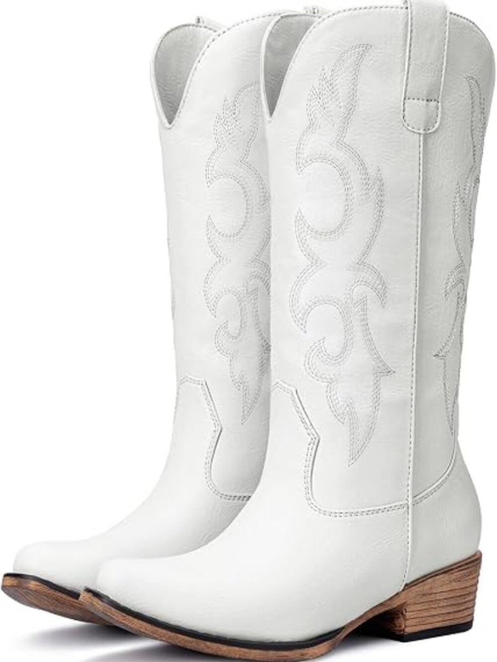 Cowboy Boots for Women - Mid Calf Cowgirl Boots Western Chunky Heel Pointed Toe